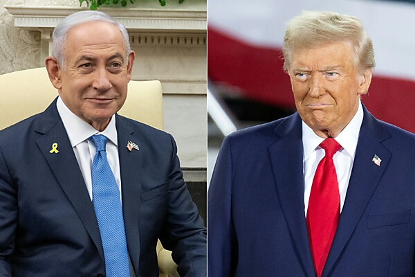 Auf dem Bild sieht man die Politiker Benjamin Netanyahu und Donald Trump.